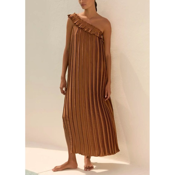 Anthropologie Dresses & Skirts - BY ANTHROPOLOGIE One-Shoulder Plisse‎ Column Midi Dress